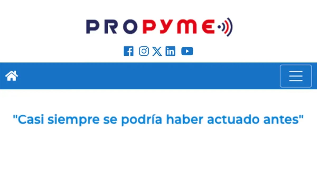 Artículo del medio ProPyme con el titular: Casi siempre se podría haber actuado antes, sobre gestión temprana de deudas.