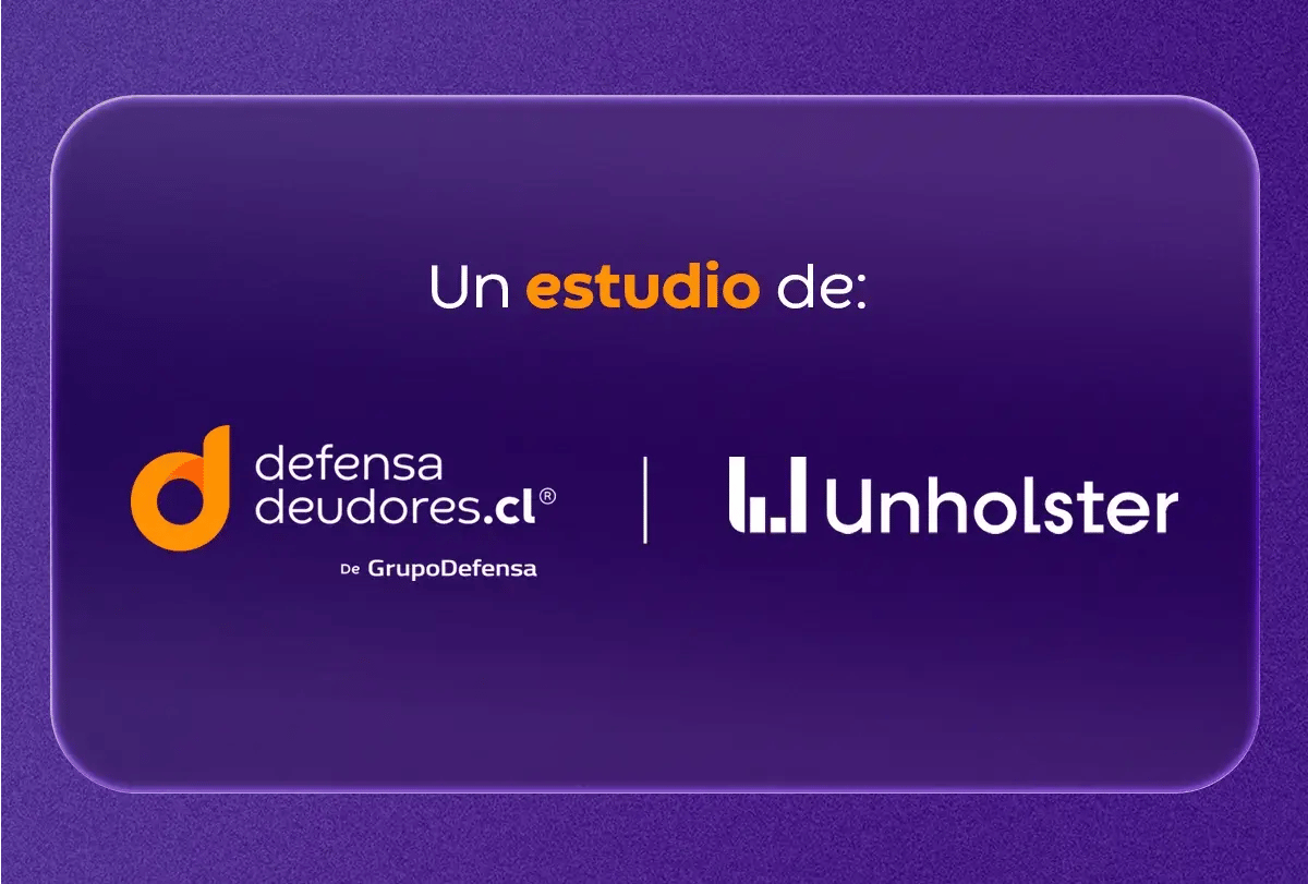 Logos de DefensaDeudores.cl de GrupoDefensa y Unholster como autores del estudio sobre renegociación de deudas en Chile.