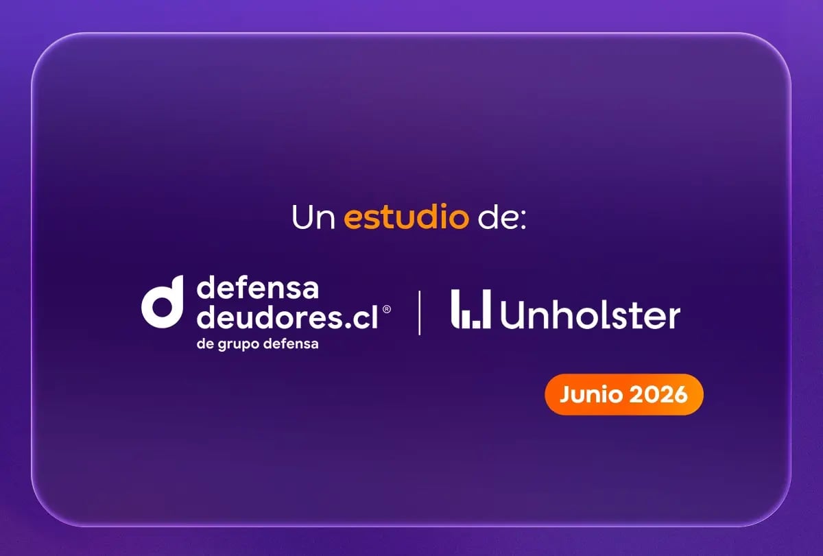 Logos de DefensaDeudores.cl de GrupoDefensa y Unholster como autores del estudio sobre padres en quiebra en Chile, junio 2026.