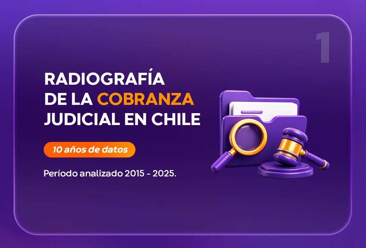 Infografía portada: Radiografía de la cobranza judicial en Chile, 10 años de datos del período 2015 a 2025.
