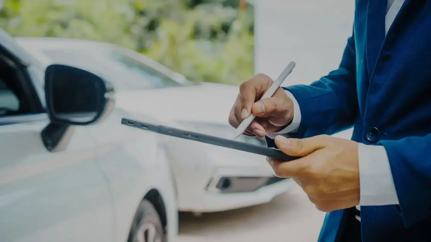 Vehículo en prenda. Persona revisando documentos de un vehículo